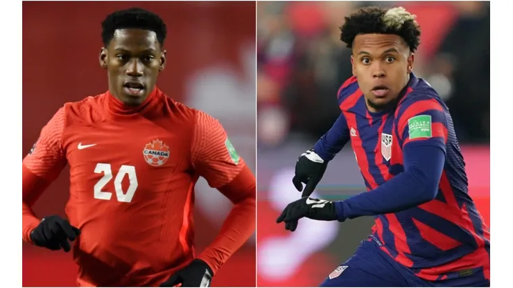 Jonathan David of Canada (left) and Weston McKennie of the US (right)