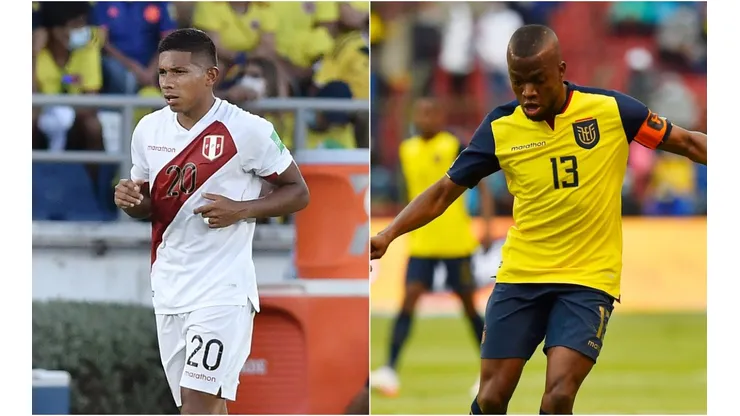 Edison Flores of Peru (left) and Enner Valencia of Ecuador