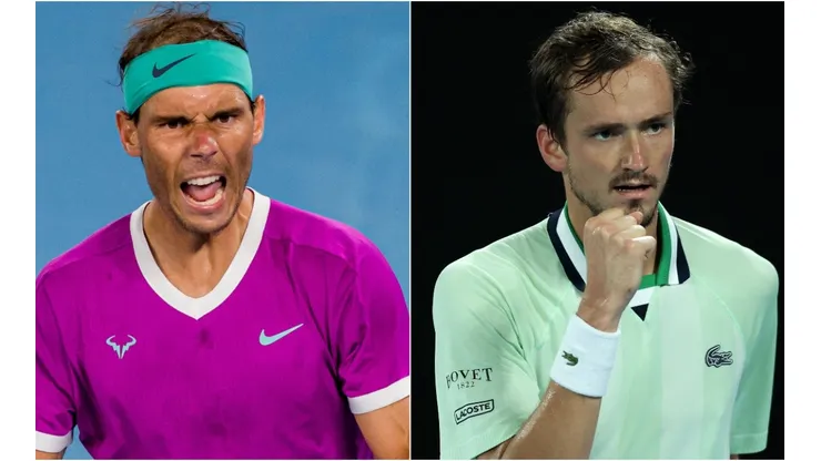 Rafael Nadal of Spain (left) and Daniil Medvedev of Russia (right)