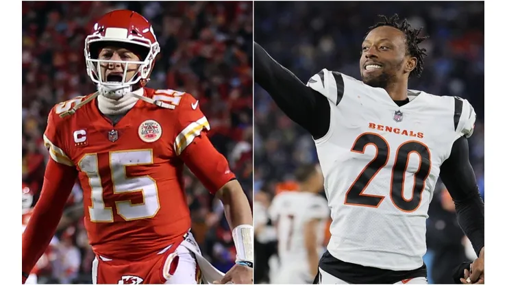Patrick Mahomes of the Kansas City Chiefs (left) and Eli Apple of the Cincinnati Bengals (right)