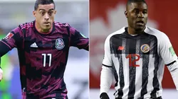Rogelio Funes Mori of Mexico (left) and Joel Campbell of Costa Rica (right)