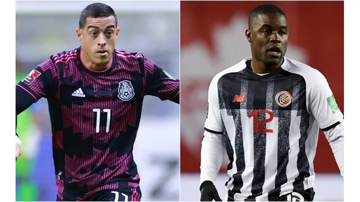 Rogelio Funes Mori of Mexico (left) and Joel Campbell of Costa Rica (right)