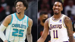 P.J. Washington of the Charlotte Hornets (left) and Malik Monk of the Los Angeles Lakers (right)