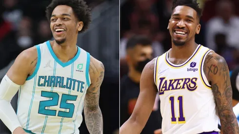 P.J. Washington of the Charlotte Hornets (left) and Malik Monk of the Los Angeles Lakers (right)