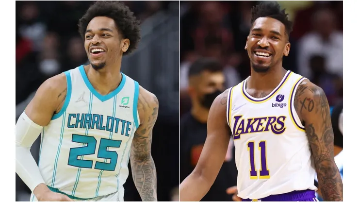 P.J. Washington of the Charlotte Hornets (left) and Malik Monk of the Los Angeles Lakers (right)