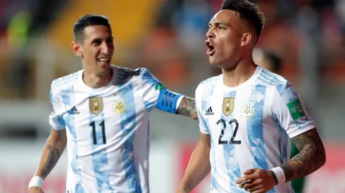 Argentina's Lautaro Martinez (right) and Angel Di Maria.