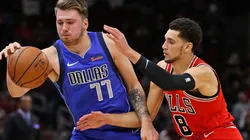 Zach LaVine guarding Luka Doncic