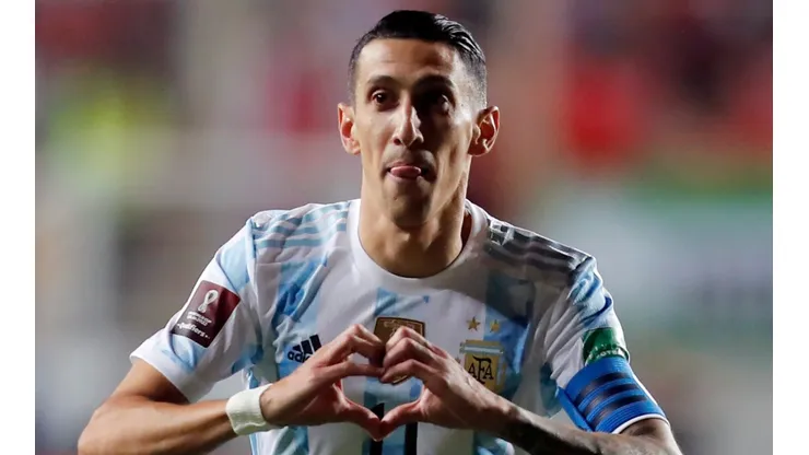 Angel Di Maria celebrates his goal against Chile.