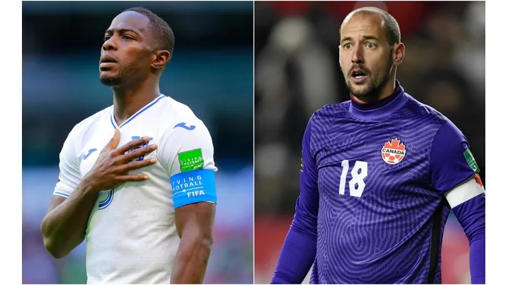 Maynor Figueroa of Honduras (left) and Milan Borjan of Canada (right)