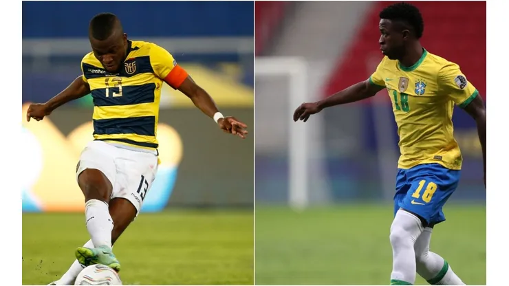 Enner Valencia of Ecuador and Vinicius Junior of Brazil