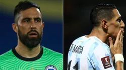 Claudio Bravo of Chile and Angel Di Maria of Argentina