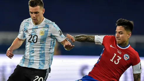 Giovani Lo Celso of Argentina (left) against Erick Pulgar of Chile.