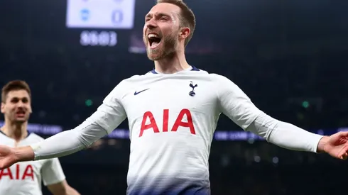 Christian Eriksen after scoring for Tottenham in 2019