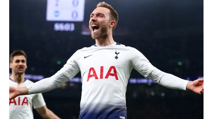 Christian Eriksen after scoring for Tottenham in 2019