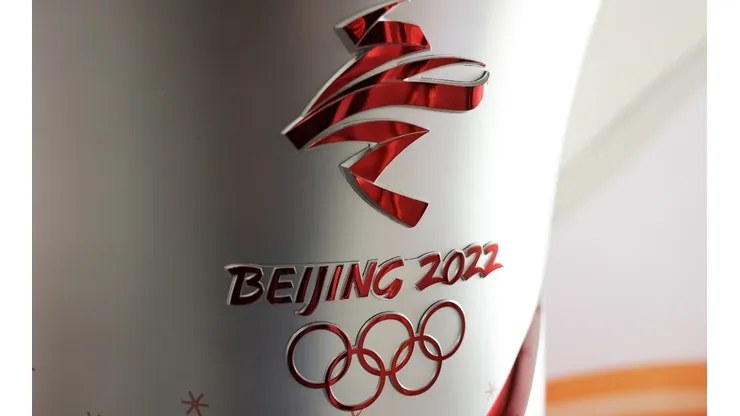 A detail of the Beijing 2022 Winter Olympic torch