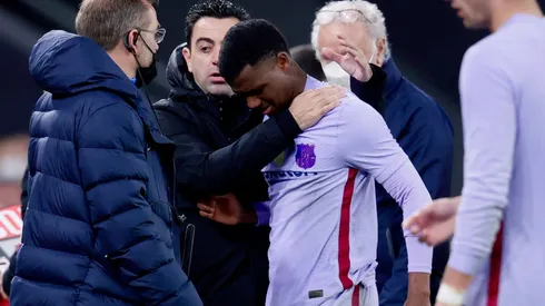 Ansu Fati of Barcelona leaves the pitch in tears against Athletic Club