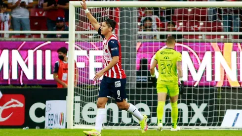 Angel Zaldivar of Chivas celebrates after scoring