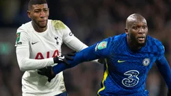 Romelu Lukaku of Chelsea (right) and Emerson Royal of Tottenham (left)