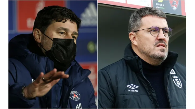Mauricio Pochettino of PSG (left) and Oscar Garcia of Reims (right)