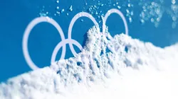 The Olympic Rings are seen during previews