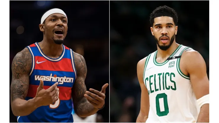 Bradley Beal of the Washington Wizards and Jayson Tatum of the Boston Celtics