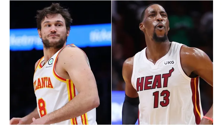 Danilo Gallinari of the Atlanta Hawks (left) and Bam Adebayo of the Miami Heat (right)