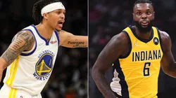 Damion Lee of the Golden State Warriors (left) and Lance Stephenson of the Indiana Pacers (right)
