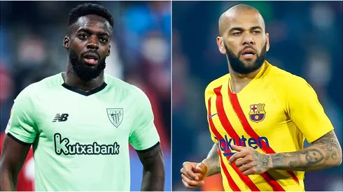 Inaki Williams of Athletic Club (left) and Dani Alves of Barcelona (right)