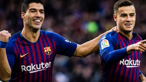 Luis Suarez (left) and Coutinho (right) at Barcelona in 2018