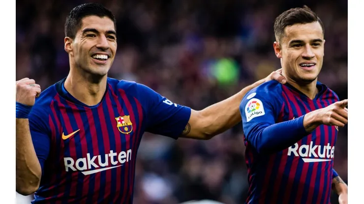 Luis Suarez (left) and Coutinho (right) at Barcelona in 2018