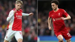 Emile Smith-Rowe of Arsenal and Diogo Jota of Liverpool