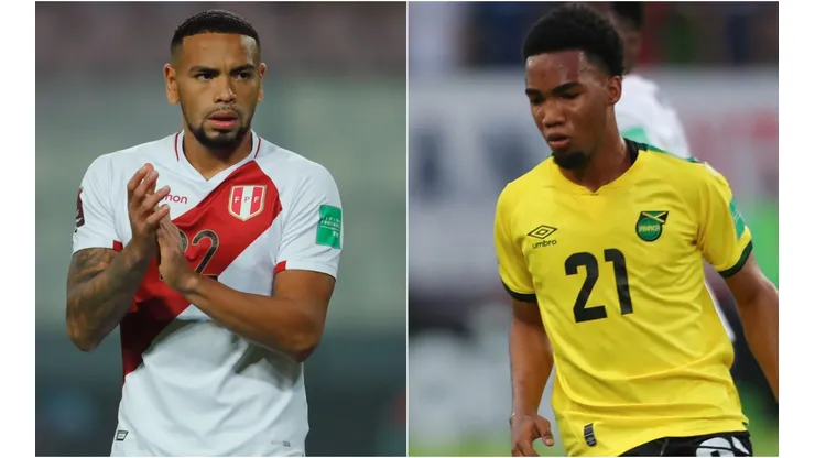 Alexander Callens of Peru (left) and Tyreek Magee of Jamaica (right)