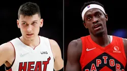 Tyler Herro of the Miami Heat and Pascal Siakam of the Toronto Raptors