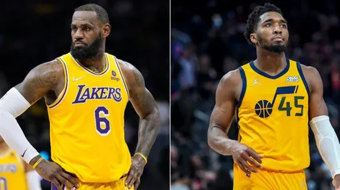 LeBron James of the Los Angeles Lakers and Donovan Mitchell of the Utah Jazz