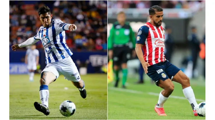 Victor Guzman of Pachuca (left) and Miguel Ponce of Chivas (right)