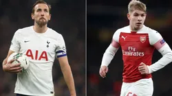 Harry Kane of Tottenham and Smith-Rowe of Arsenal