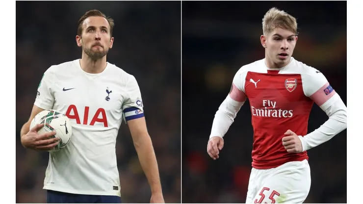 Harry Kane of Tottenham and Smith-Rowe of Arsenal
