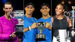 Rafael Nadal of Spain (left), Bob Bryan and Mike Bryan (center), and Serena Williams of the US (right)
