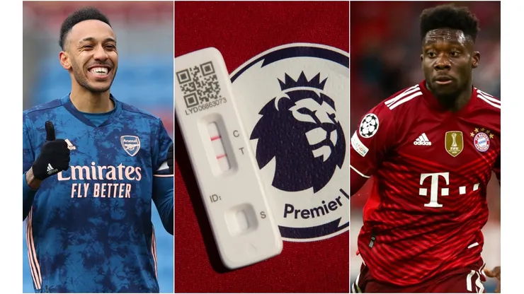 Pierre-Emerick Aubameyang of Arsenal (left) and Alphonso Davies of Bayern (right)