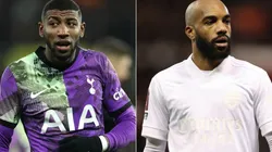 Emerson Royal of Tottenham (left) and Alexandre Lacazette of Arsenal (right)