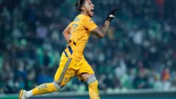 Carlos Salcedo of Tigres celebrates after scoring against Santos Laguna