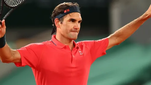 Roger Federer of Switzerland at the 2021 French Open