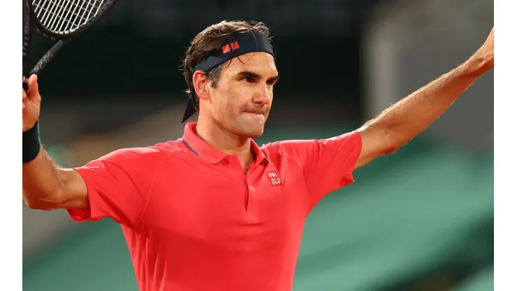 Roger Federer of Switzerland at the 2021 French Open