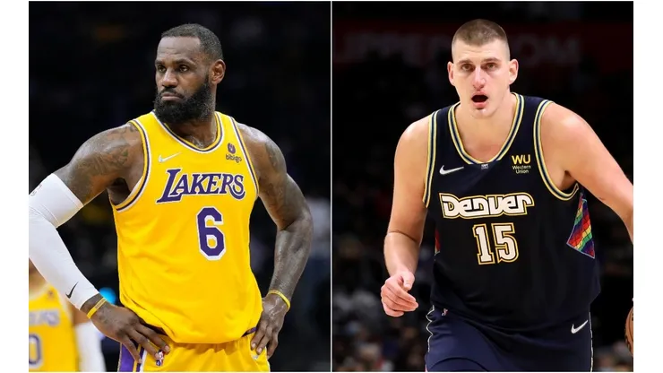LeBron James of the Los Angeles Lakers and Nikola Jokic of the Denver Nuggets