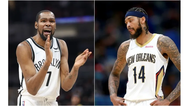 Kevin Durant of the Brooklyn Nets (left) and Brandon Ingram of the New Orleans Pelicans (right)