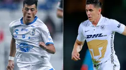 Leonardo Sequeira of Queretaro (left) and Efrain Velarde of Pumas (right)