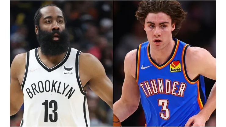 James Harden of the Brooklyn Nets (left) and Josh Giddey of the Oklahoma City Thunder (right)