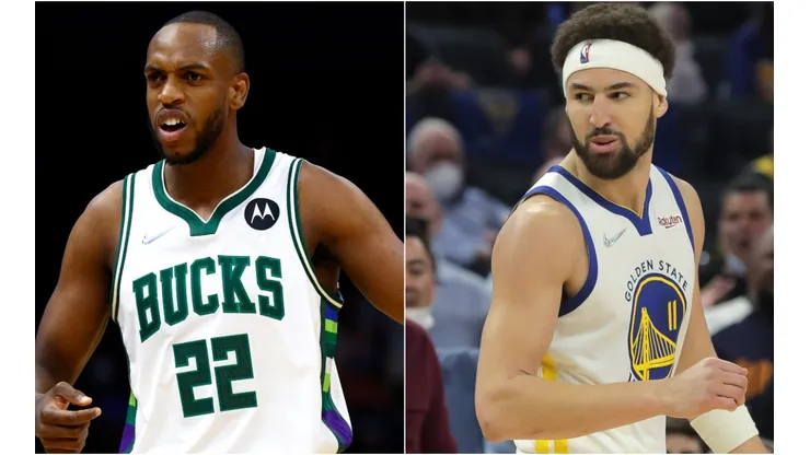 Khris Middleton of the Milwaukee Bucks (left) and Klay Thompson of the Golden State Warriors (right)