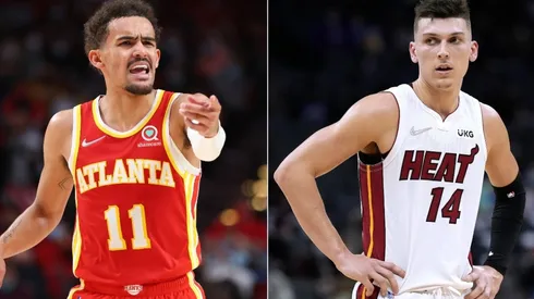 Trae Young of the Atlanta Hawks (left) and Tyler Herro of the Miami Heat (right)