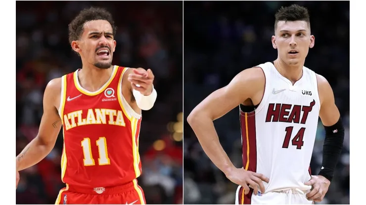 Trae Young of the Atlanta Hawks (left) and Tyler Herro of the Miami Heat (right)